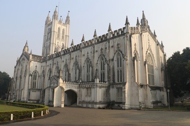 st pauls cathedral is a anglican cathedral in kolkata - landmarks, palace, place, india, indian