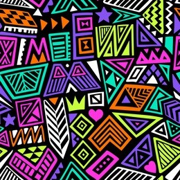 multicolor vector seamless pattern with abstract shapes. geometric art print. fashion 80s-90s. memphis style design. ethnic hipster backdrop. hand drawn. wallpaper, cloth design, fabric, textile. 