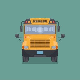 isolated school bus in flat style.front view.