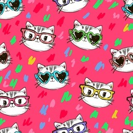 vector cat pattern, cat illustration seamless, graphic design pattern 