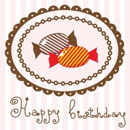 birthday card with sweet candy. vector.