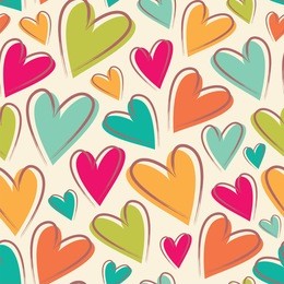 funny colorful hearts. seamless vector pattern.