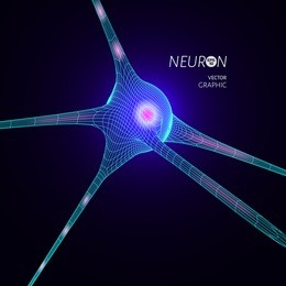 3d neuron model. vector graphic design element for science publication.