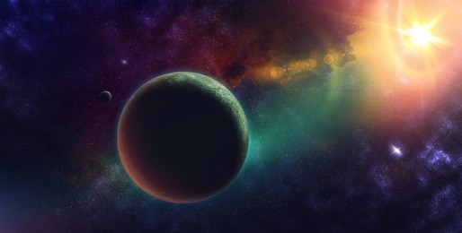 celestial art, stars and galaxies in outer space showing the beauty of space exploration. planet texture furnished by nasa, 3d render, 3d illustration