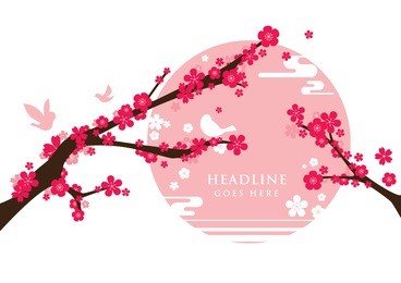 vector of modern cherry blossom and festive background
