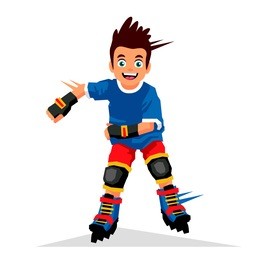 little boy riding on roller skates. vector illustration on white background. sports concept.