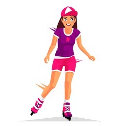 beautiful girl riding on roller skates. vector illustration on white background. sports concept.