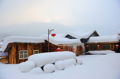 white snow village harbin, china.