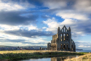 whitby abbey, evening light