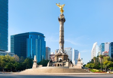 the angel of independence and the paseo de la reforma in mexico city