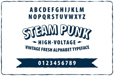 alphabet vector font with steam punk type style