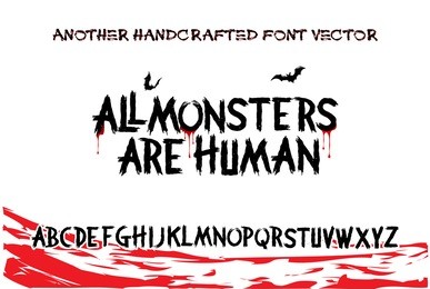 scary brush alphabet font with horror & thriller halloween