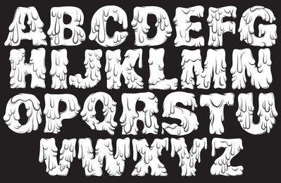 vector melting type. trendy font made in hand drawn line style. cute font for card poster banner print for t-shirt. 