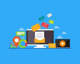 email. email marketing. e-mail mutimedia message concept. modern flat design for web banner , website element , or web template 
