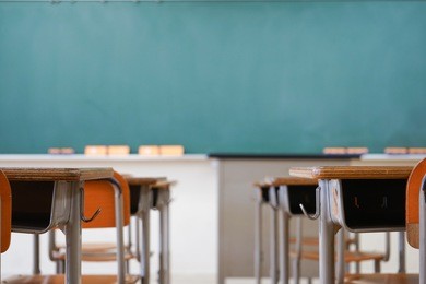 school classroom with blackboard