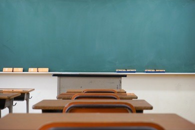 school classroom with blackboard
