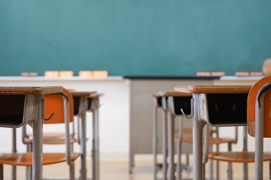 school classroom with blackboard