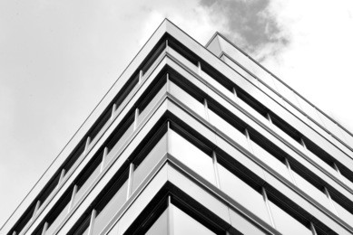 modern building. modern office building with facade of glass.black and white