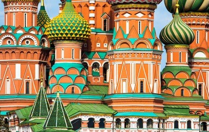 closeup view of saint basil's cathedral in moscow