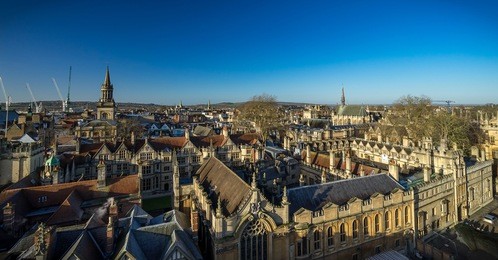 cityscape of oxford, a city in south east england, county town of oxfordshire. panoramic view of oxford city.