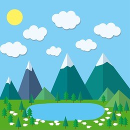 colorful flat summer mountains for your design and printing