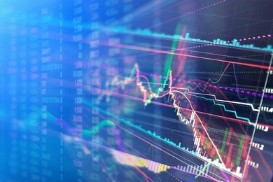 candle stick graph chart of stock market investment trading