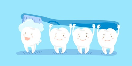 brushing cute cartoon teeth and great for your health