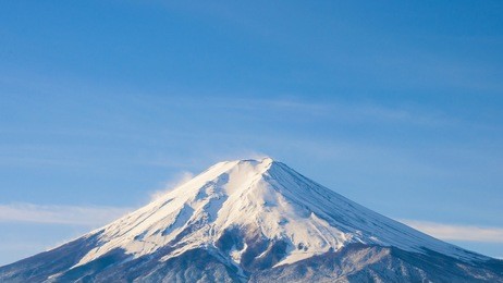 the peak of fuji mountain in winter season, japan