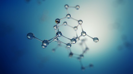 3d illustration of glass molecules. atoms connection concept. abstract science background