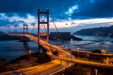香港青马大桥夜景_站酷海洛_正版图片_视频_字体_音乐素材交易平台
