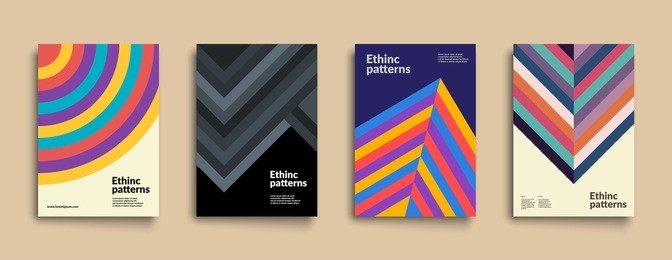 set of backgrounds with ethnic geometric patterns. applicable for covers, placards, posters, flyers and banner design. eps10 vector illustration.