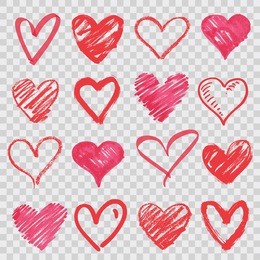 hand drawn vector hearts