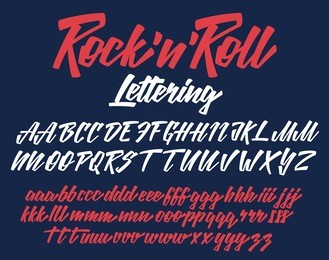 rock n roll handwritten lettering vector font aphabet