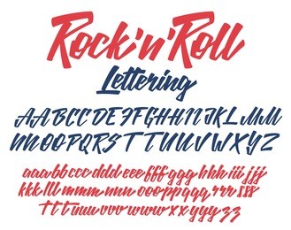 rock n roll handwritten lettering vector font aphabet