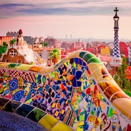 park guell colors in barcelona, spain.