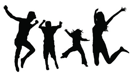jumping family vector