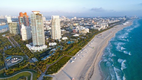 south beach miami florida skyline aerial view
