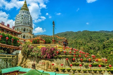 one of the most famous temple located in penang, malaysia called 'kek lok si'. in english we called it 'peace temple'. the construction start since 1890. it's a trademark of penang island.