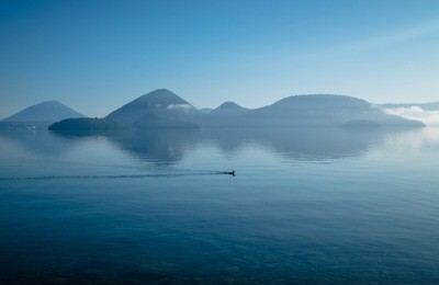 view landscape lake toya in toyako town,hokkaido,japan.