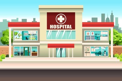 a vector illustration of hospital building