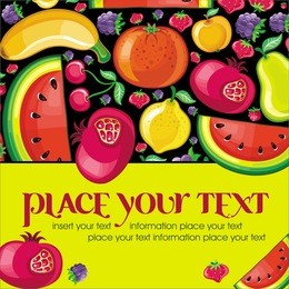 different types of delicious fruits combined in frame. with space for your text
