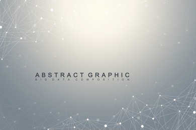 big data complex. graphic abstract background communication. perspective backdrop of depth. minimal array with compounds lines and dots. digital data visualization. vector illustration big data