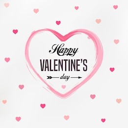happy valentines day card, typography, background with hearts