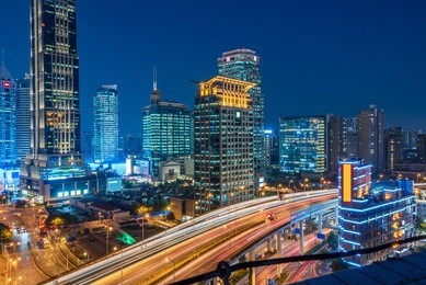 urban traffic with cityscape in shenzhen,china.