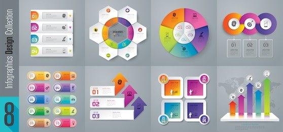 infographic design vector and marketing icons can be used for workflow layout, diagram, annual report, web design. business concept with 3, 4, 5, 6 and 10 options, steps or processes.