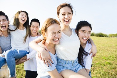 happy young  group having fun together