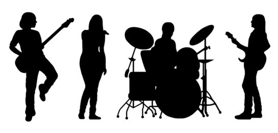 singing band silhouette vector