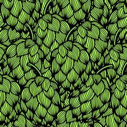seamless pattern with green hops. vector illustration.