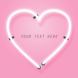 neon and pink glow effect of love with space for text, valentine's day and romance concept, vector art and illustration.
