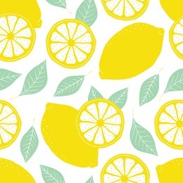 fresh lemons background, hand drawn icons. doodle wallpaper vector. colorful seamless pattern with fresh fruits collection. decorative illustration, good for printing